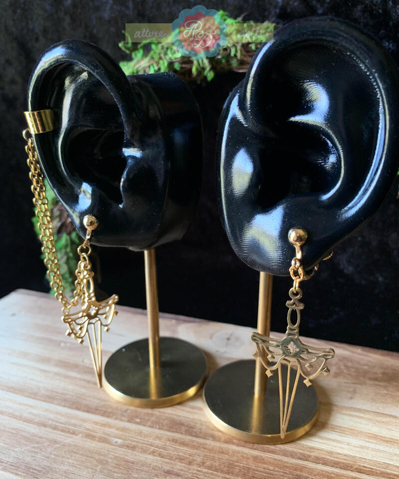 Clip On Stainless Steel Magical Stainless Earrings with Cuff and Chain