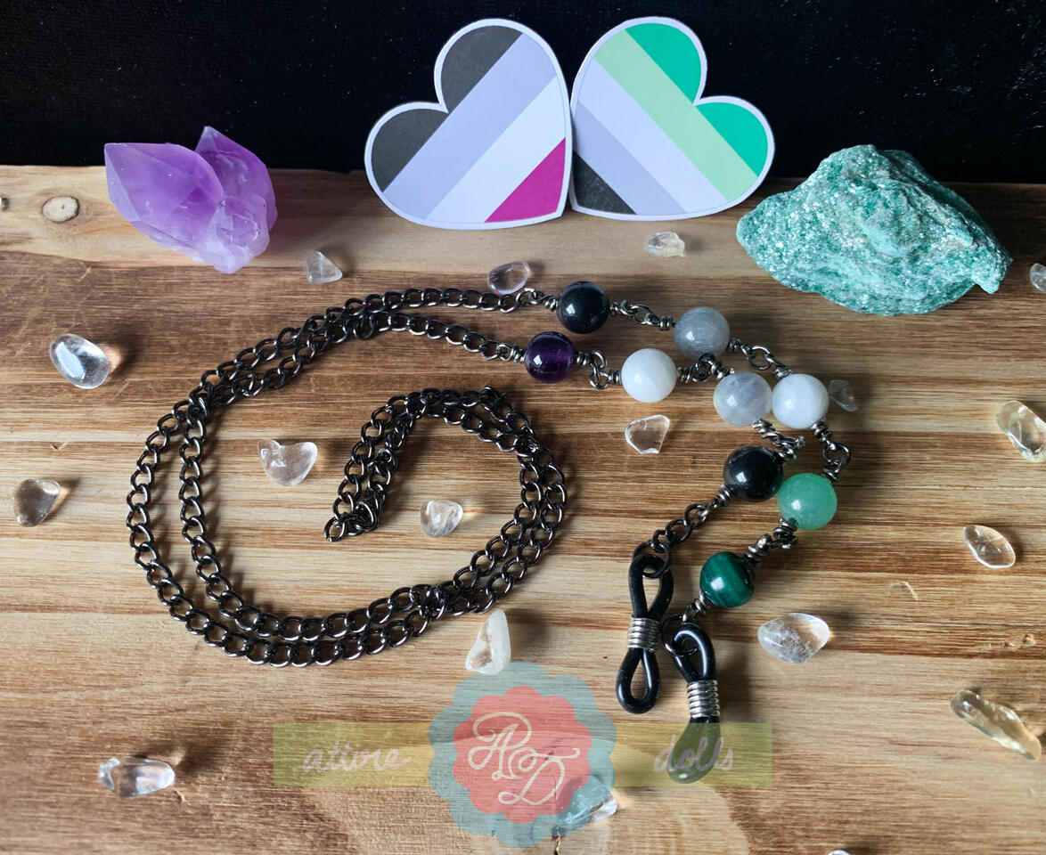 Asexual and Aromantic Crystal Bead Pride Glasses Chain