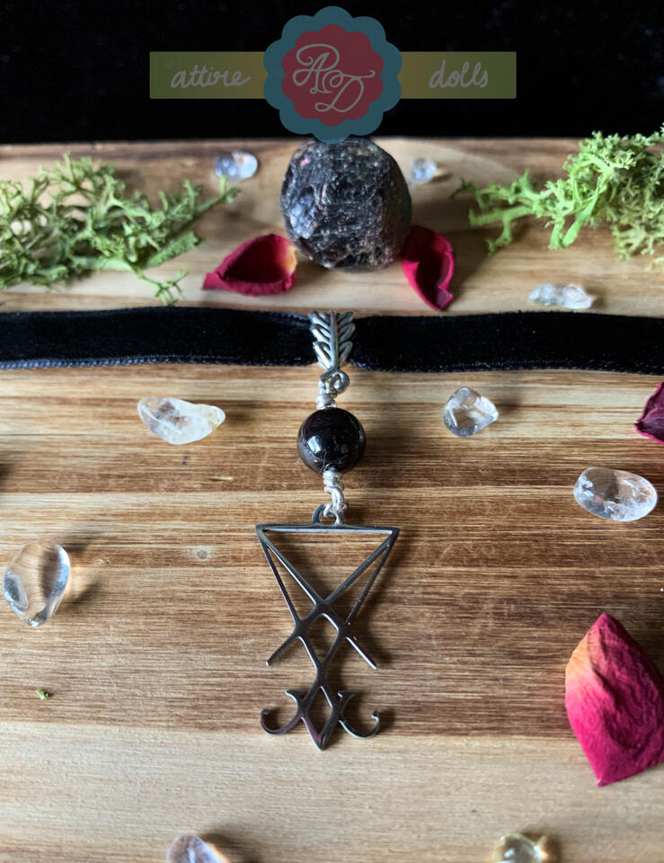 Garnet Lucifer Sigil Choker