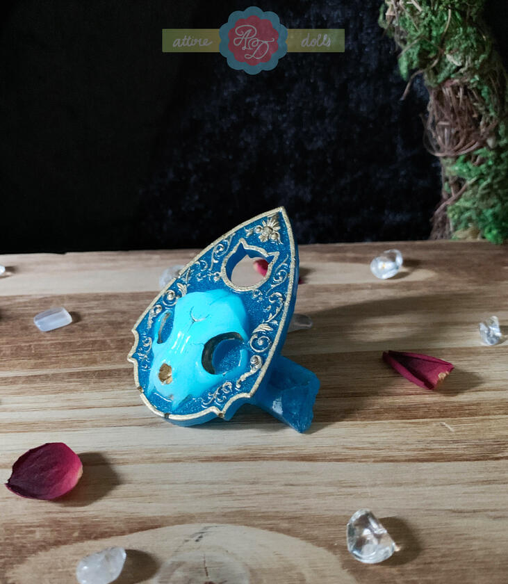 Turquoise Glow in Dark Skull Planchette Brooch