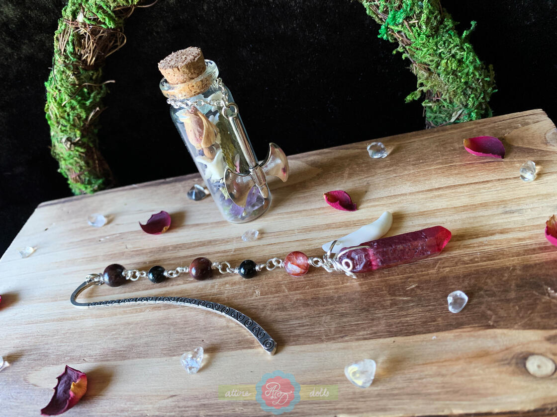 Custom Oddity Jar & Red Crystal and Tooth Curio Bookmark