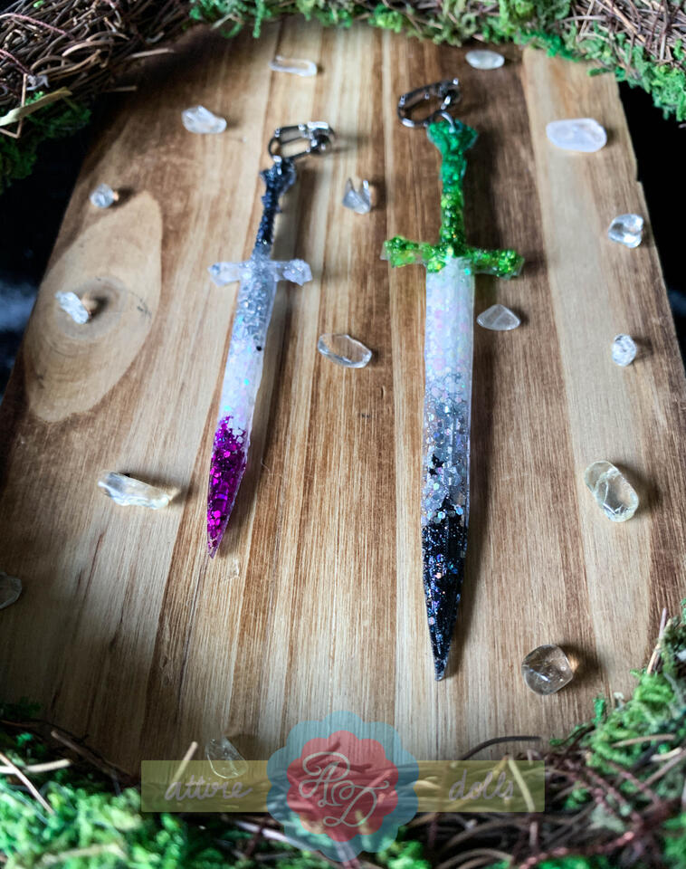 Resin Pride Sword Clip On Earrings
