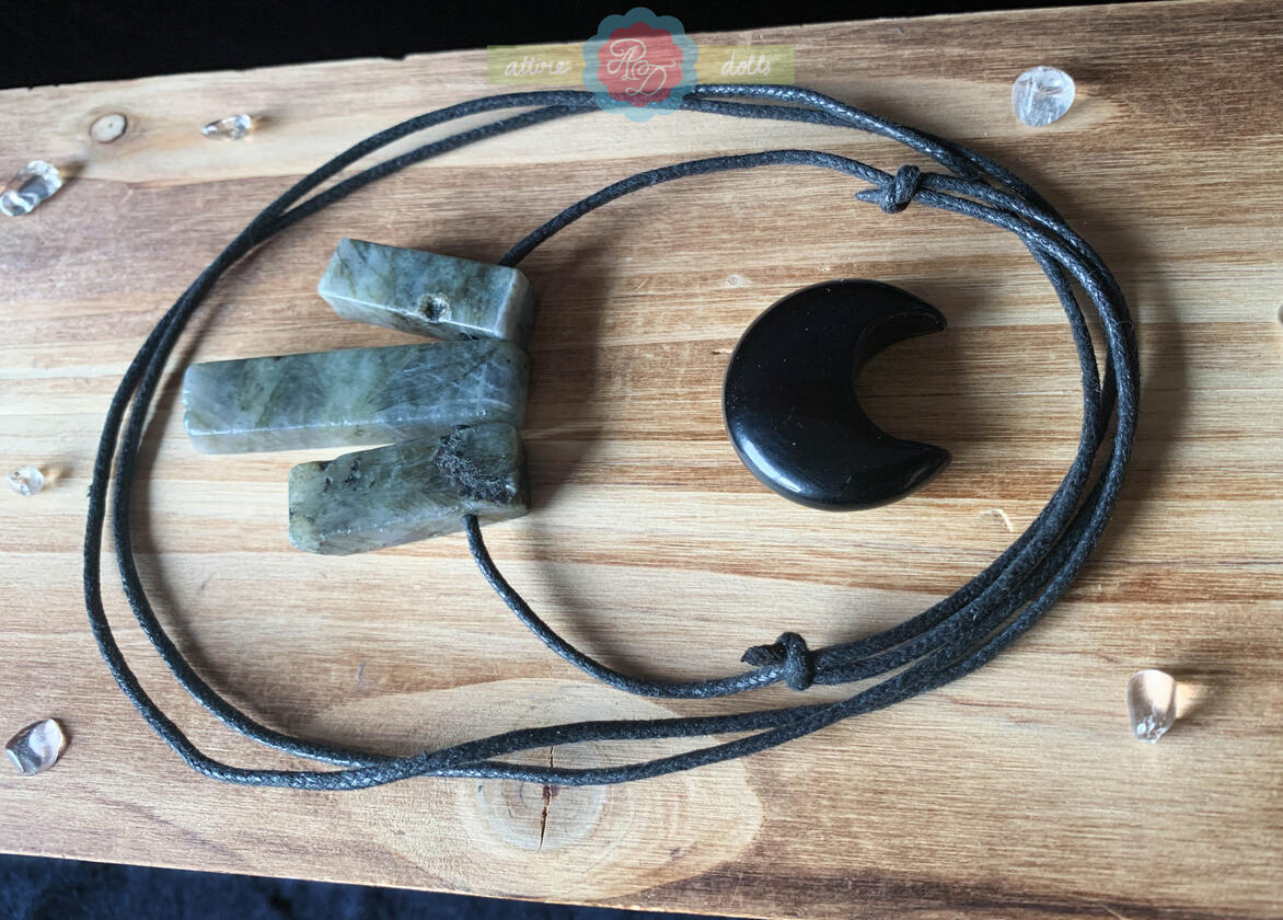 Labradorite Slab Masc Slip Knot Cotton Cord Necklace