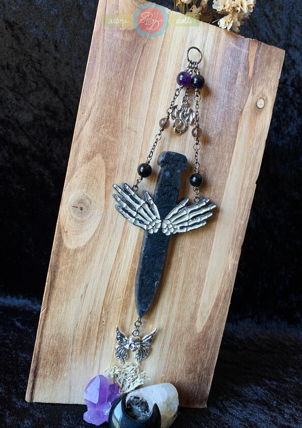 Crystal Skeleton Hand Dagger Wall Hanging