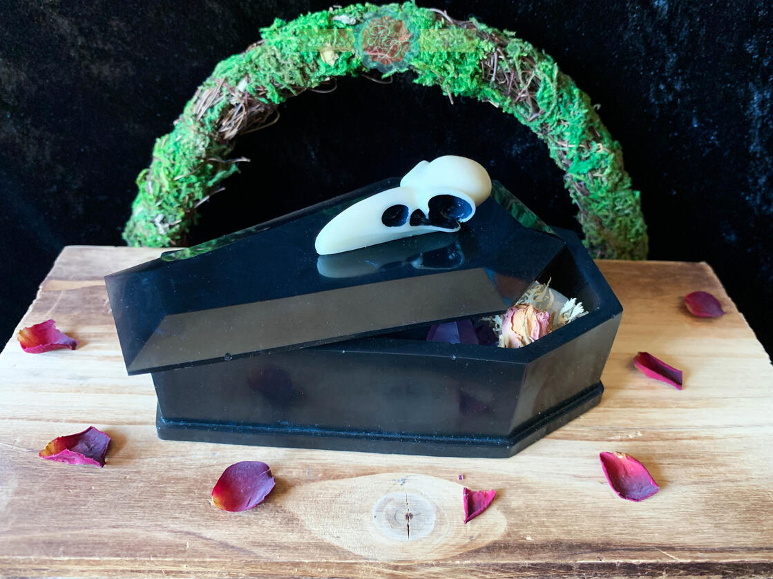 Crow Birdskull Inspired Coffin Trinket Box