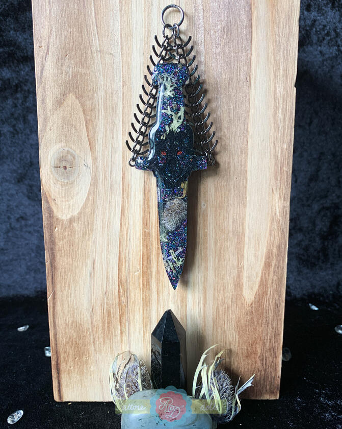 Loki Deity Inspired Floral Dagger Wall Hanging