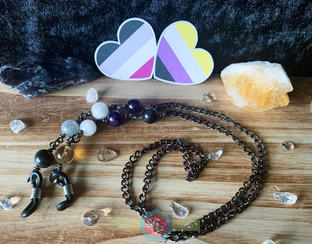 Asexual and Non Binary Crystal Bead Pride Glasses Chain